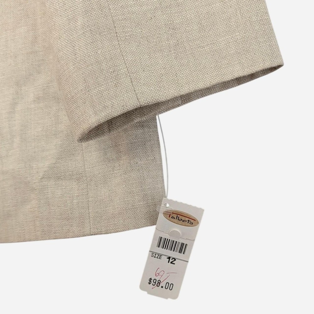Talbots Luxe Irish Linen Blazer NWT Tan Single Button Notched Lapel 12 - Picture 6 of 8